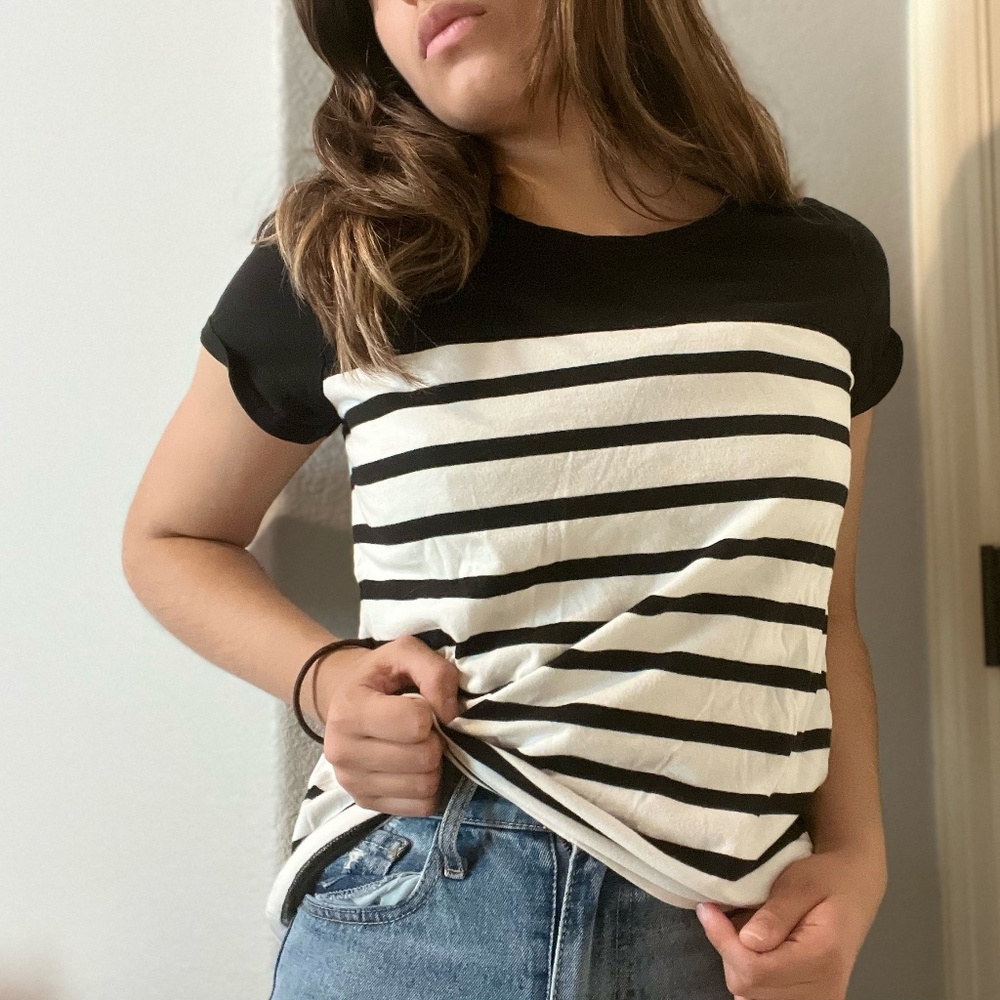 Chico's Black and White T-Shirt